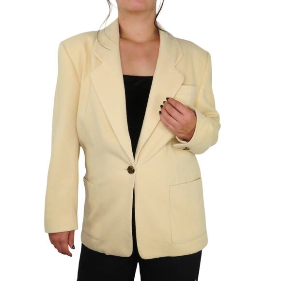 1980s Vintage Talbots Cream Blazer Jacket Twee Glam Retro Vintage Coat Medium - Picture 3 of 11
